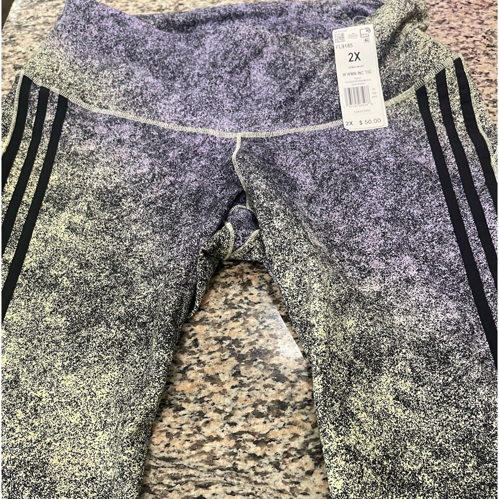 BRAND NEW ADIDAS Training Tights.. 3 stripes. Yellow/purple/black size 2x